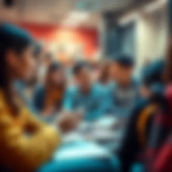 A group of students sharing their experiences about revising AP test scores in a study setting