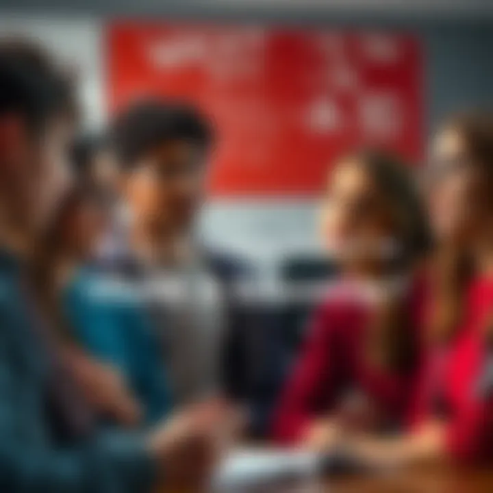A group of students engaged in a discussion about a question posed in Health and Physical Education class, showing expressions of curiosity and debate.