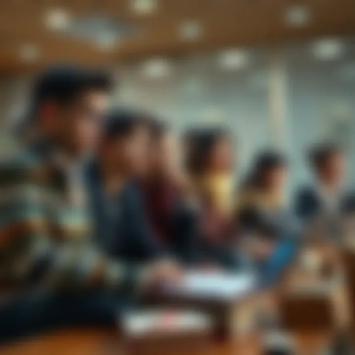 Group of students anxiously discussing their waitlist status for a course, with books and laptops around them.