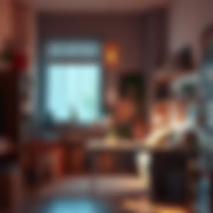 A cozy studio apartment transformed for artistic creativity, featuring a well-organized workspace and vibrant art supplies.