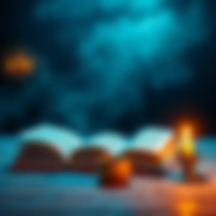 A calm scene representing the study of Vedanta with books and a candle, symbolizing knowledge and enlightenment about Brahman.