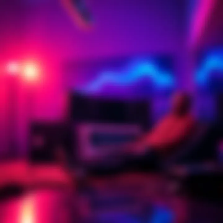 Subliminal Audio Creation A person sitting in a calm environment, working on audio equipment to produce subliminal audio for abundance and personal growth.