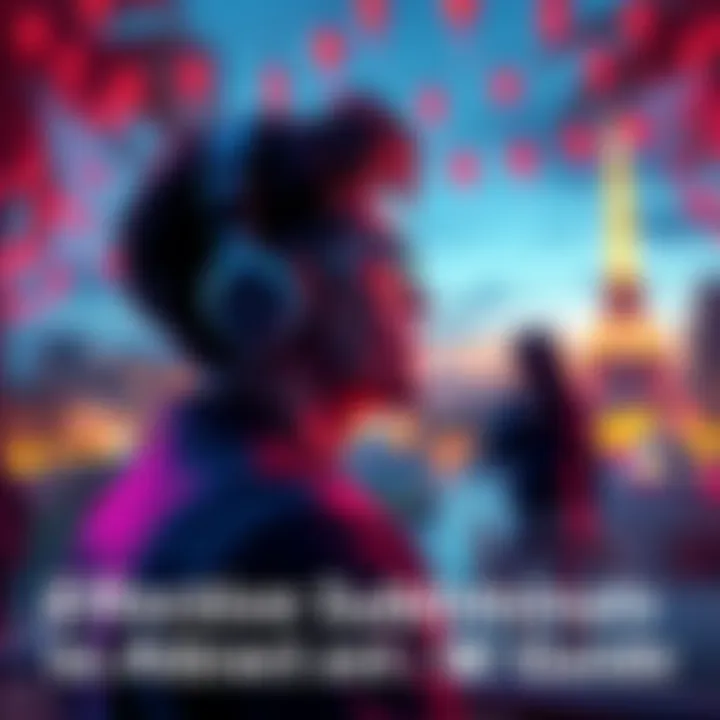 A person listening to subliminal messages with headphones while looking at a romantic setting.