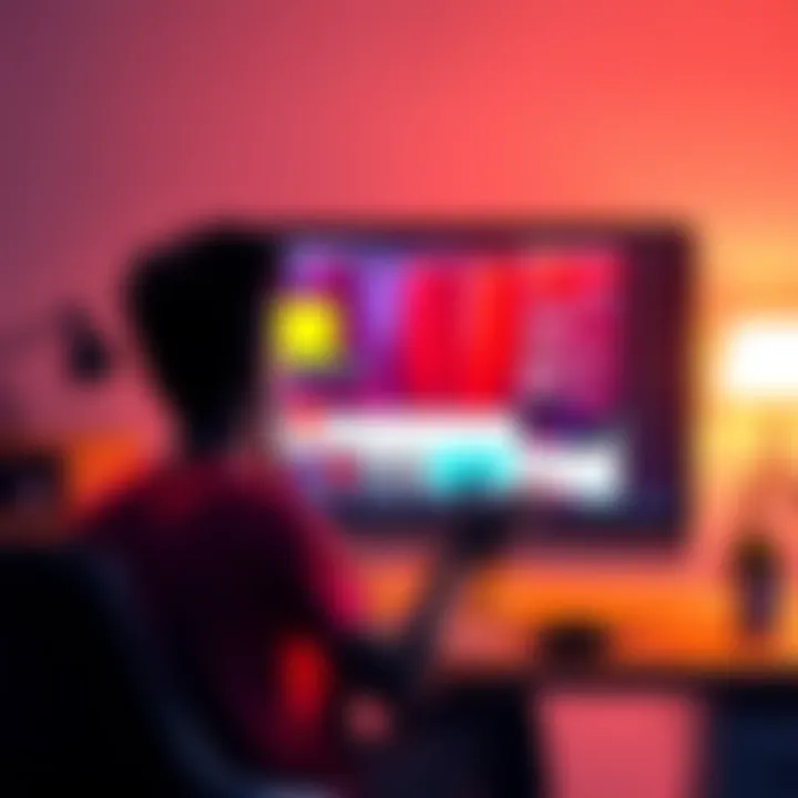 A vibrant and inviting image showing a person excitedly sitting in front of a computer with a YouTube channel interface open, showcasing new subliminal content.