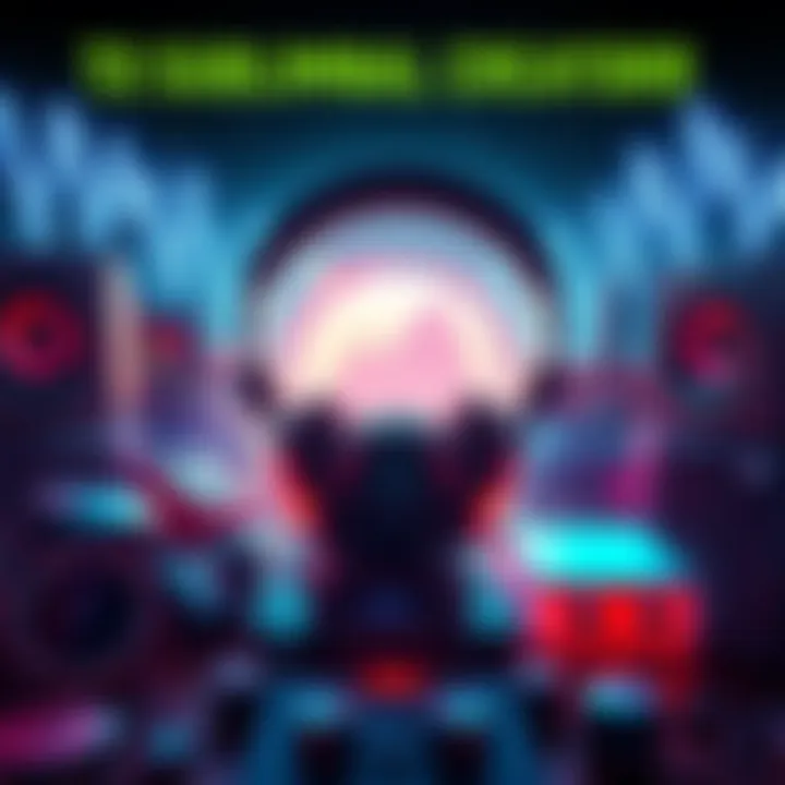 A collage of audio equipment, headphones, and sound waves representing subliminal creators like Wesylin and Enchanted Workshop.