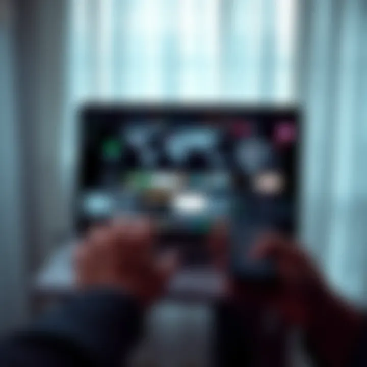 A person using a laptop and smartphone to create subliminal messages with various apps open on the screens.