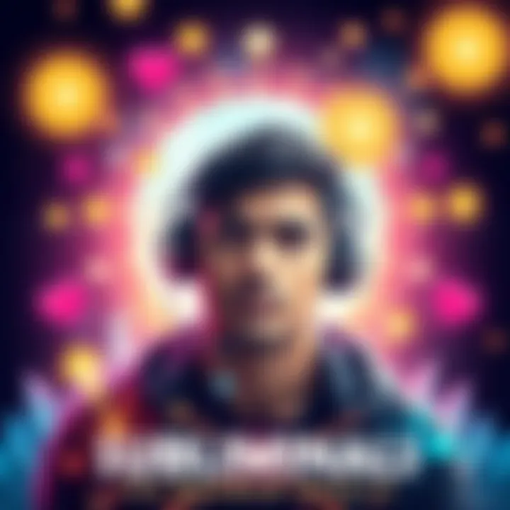 Subliminal Messages Concept A person listening to audio with focused expression, surrounded by symbols of positivity and change.