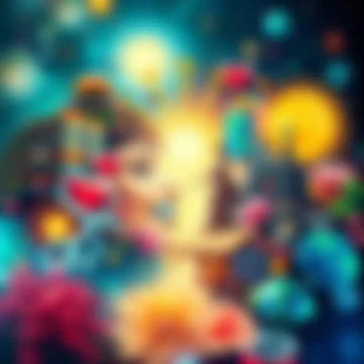 Subliminal Messages for Wealth and Love An eye-catching collage of symbols representing wealth, beauty, and love, with vibrant colors and calming imagery.