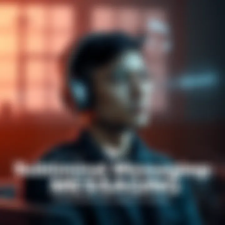 A person wearing headphones, listening to audio suggestions in a calm setting, with abstract sound waves around them.