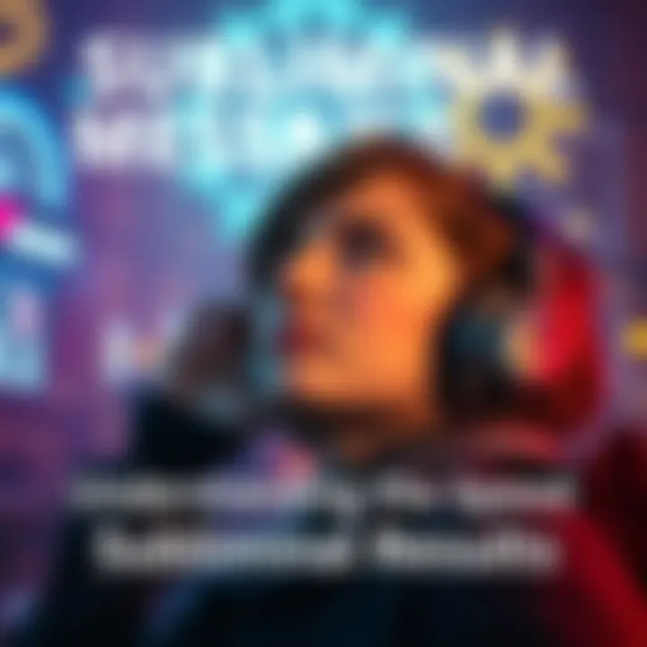 A person listening to subliminal messages while looking focused and relaxed, with visual cues of positivity around them.