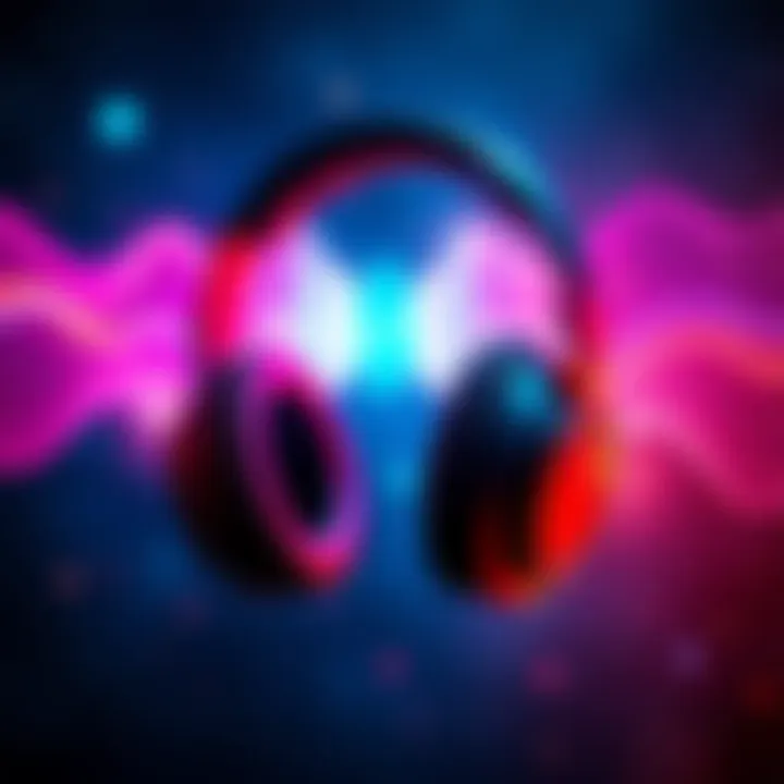 Subliminal Sound Waves Colorful sound waves emanating from headphones, symbolizing subliminal messages.