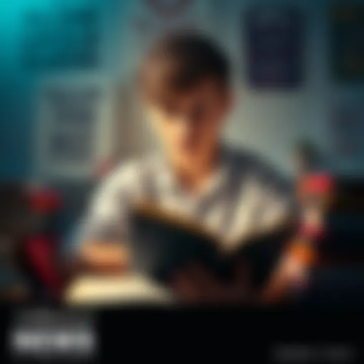 Subliminal Success Techniques A young student studying with focus, surrounded by books and motivational quotes, symbolizing success and achievement in education.