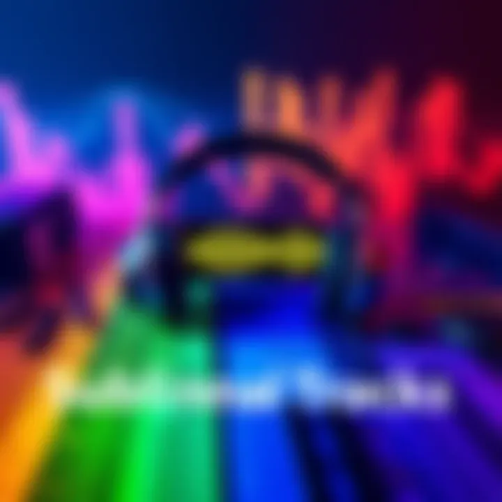 A collection of colorful audio tracks with sound waves and headphones, representing the concept of subliminals.