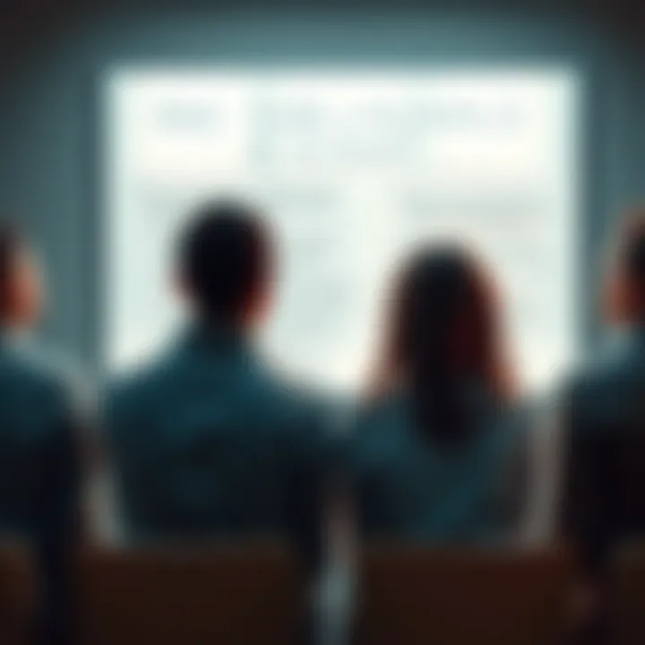 A group of people discussing subliminal messaging with a mix of opinions expressed on a whiteboard