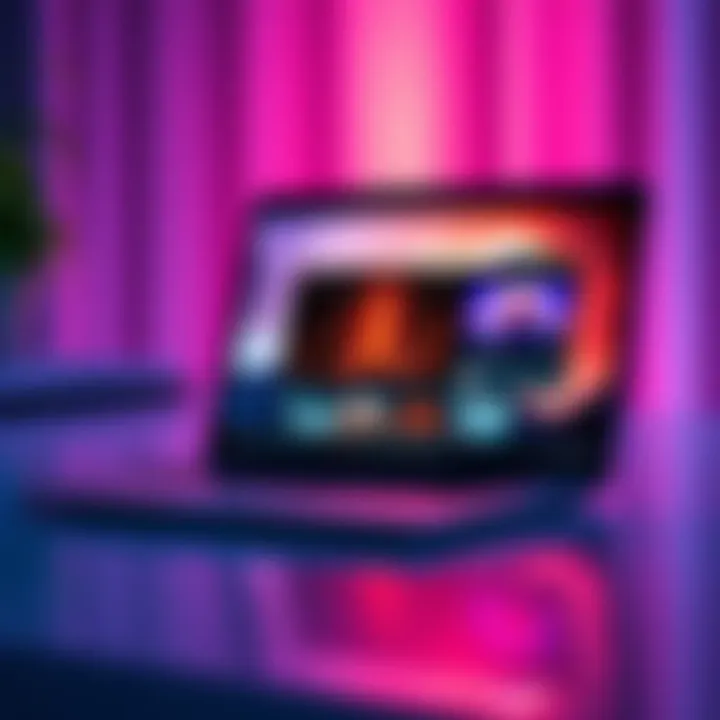 A laptop screen showing subliminal videos with calming visuals and vibrant colors, representing effective techniques for instant returns.