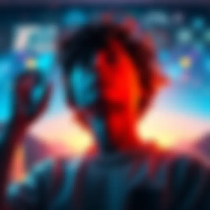 Subliminals and Reality Shifting A person listening to subliminal audio while visualizing shifting to another reality, surrounded by calming visuals.