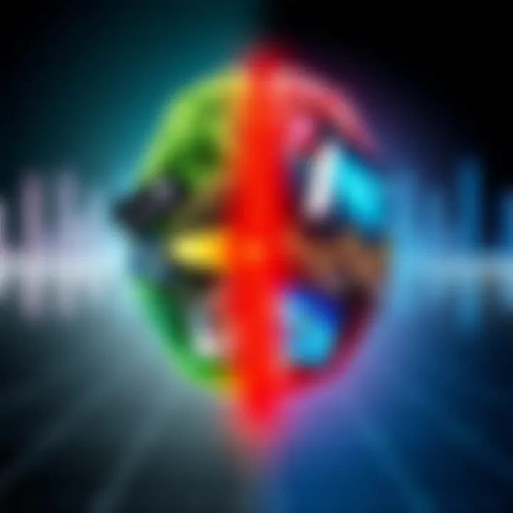 Subliminal Messaging and Frequency Techniques A collage showing a brain with sound waves on one side and calming images representing subliminal messages on the other side.