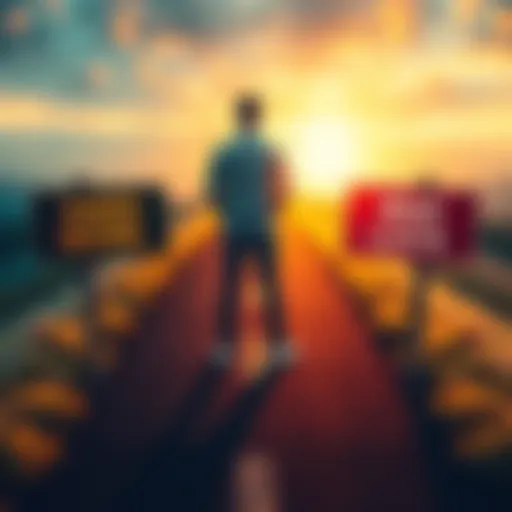 A person standing on a path split between signs for 'Hard Work' and 'Bad Luck', symbolizing the debate on success and failure attribution.