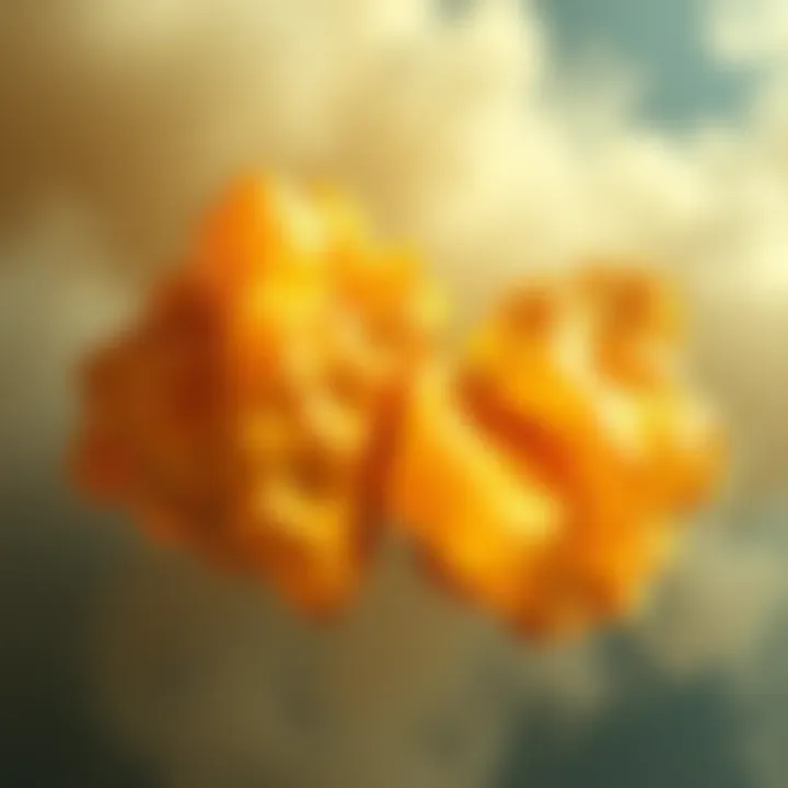 An illustration showing sulfur and mercury elements with a smoky background, representing Aristotle's theory of metals.