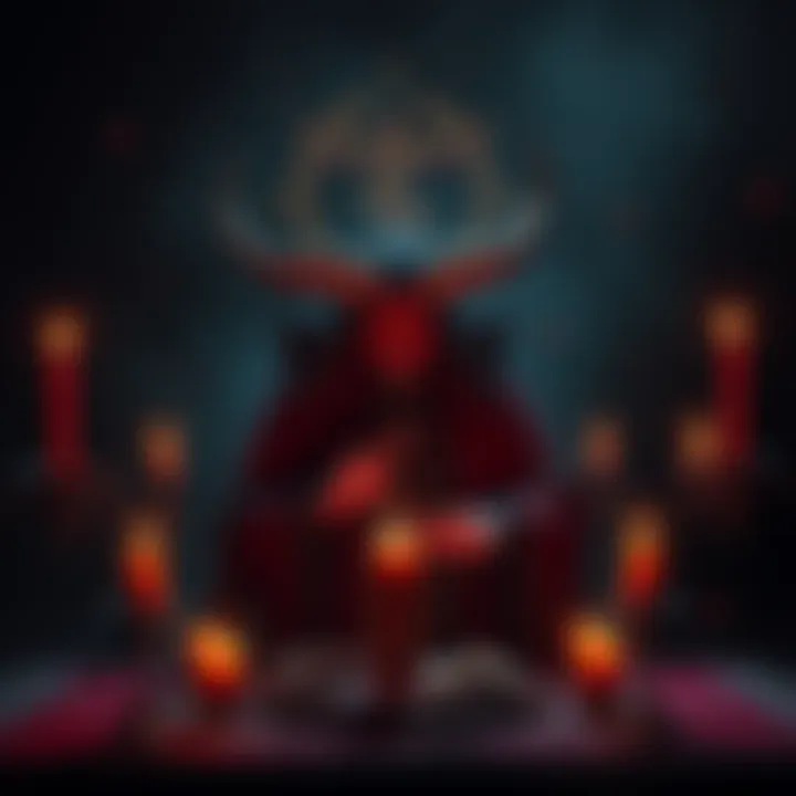 Summoning Gaap Demon Ritual A person conducting a ritual to summon the demon Gaap, surrounded by candles and mystical symbols