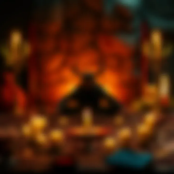 A person performing a summoning ritual with candles, a circle, and mystical symbols around them.