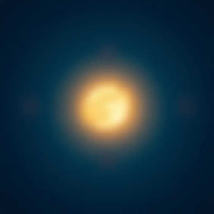 A bright Sun in the sky showing a shift from yellow to white, surrounded by blue sky.
