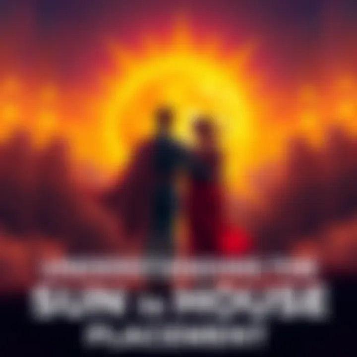 Illustration of the Sun symbol with a backdrop of two figures representing relationships, showing warmth and connection.