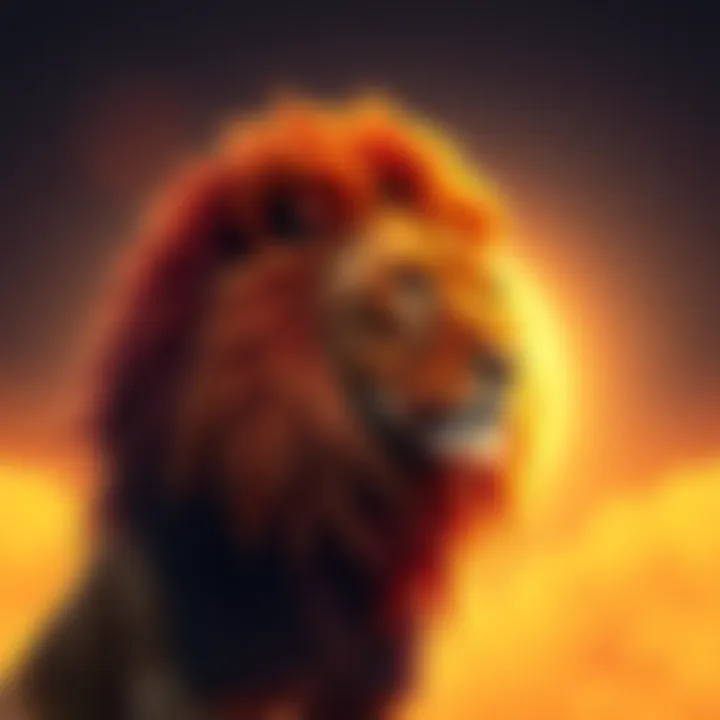 A vibrant lion representing Sun in Leo traits with a bright sun backdrop