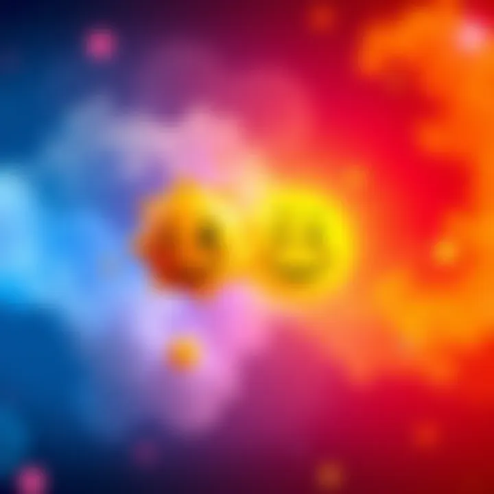 Two emoticons representing the sun and moon, symbolizing warmth and calmness, displayed against a colorful background.
