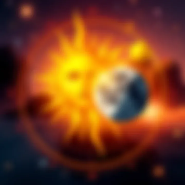 Sun and Moon Sign Connections Illustration showing sun and moon symbols with zodiac signs around them, representing astrological influences on personality