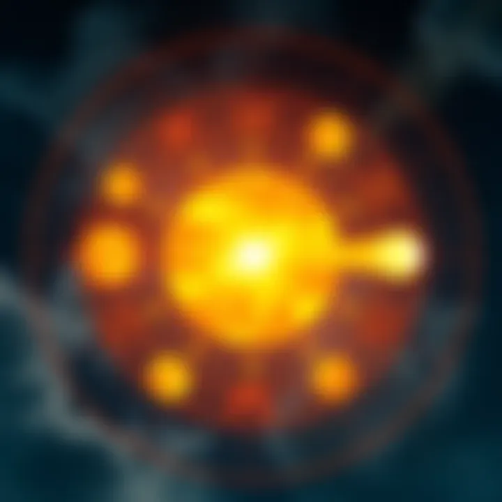 Illustration showing the sun in various astrological houses affecting relationships and emotions