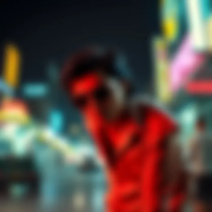 A character wearing sunglasses, dancing in a stylish outfit, reminiscent of the famous scene from Risky Business.