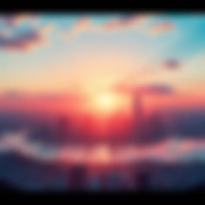 Emerging Horizons of Transformation A vibrant sunrise over a city skyline symbolizing new beginnings and changes in society