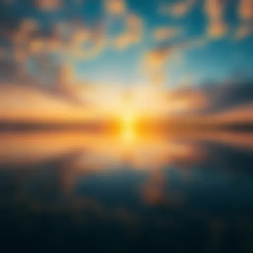 Sunrise over a tranquil lake A beautiful sunrise reflects on a calm lake, symbolizing awakening and consciousness.