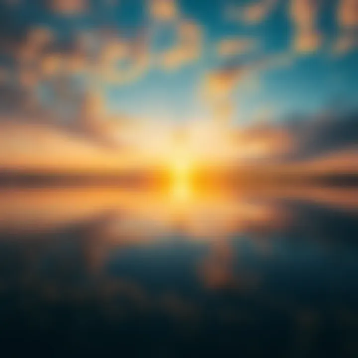 Sunrise over a tranquil lake A beautiful sunrise reflects on a calm lake, symbolizing awakening and consciousness.
