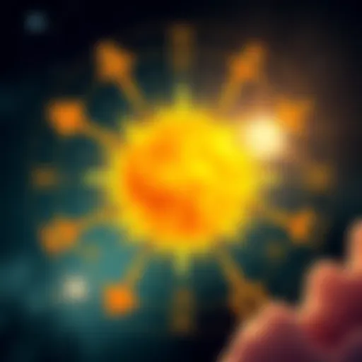 Sun's Position and Astrology An illustration showing the Sun in different zodiac signs with arrows pointing to various life aspects like achievements and relationships.