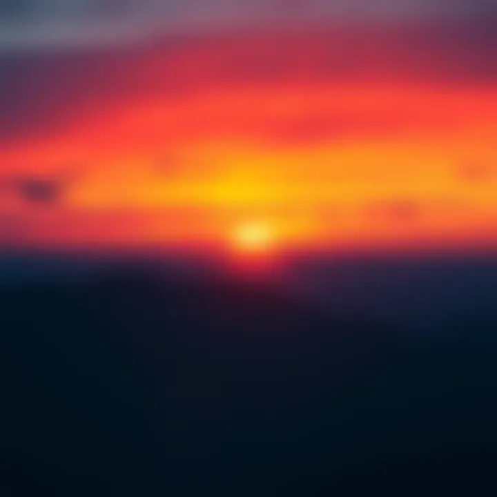 A vibrant sunset with orange and pink hues stretching across the sky, symbolizing the end of the day.