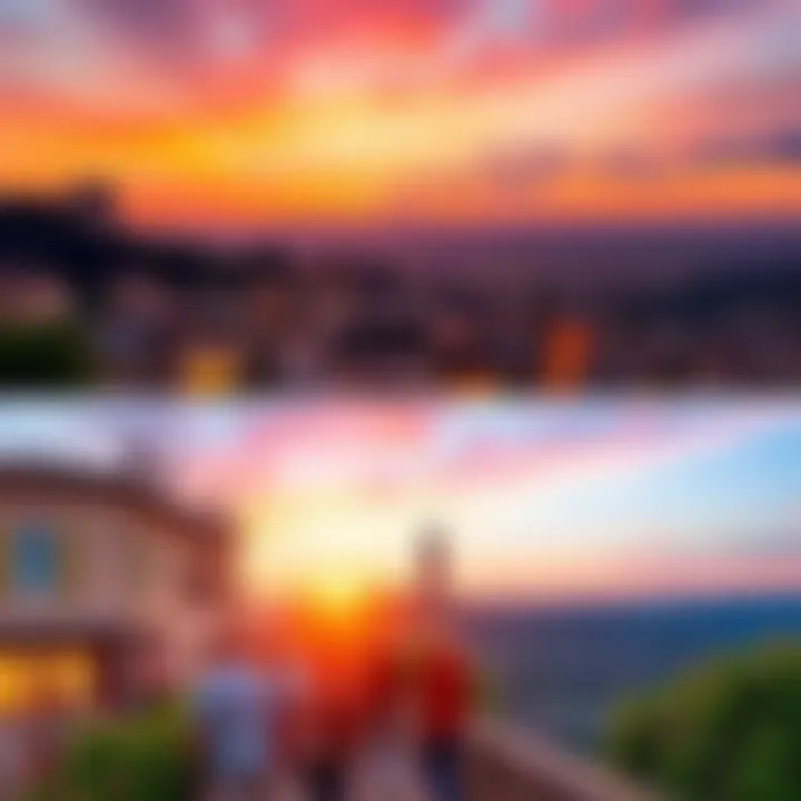 A beautiful sunset view over St Rémy de Provence with locals enjoying the evening atmosphere