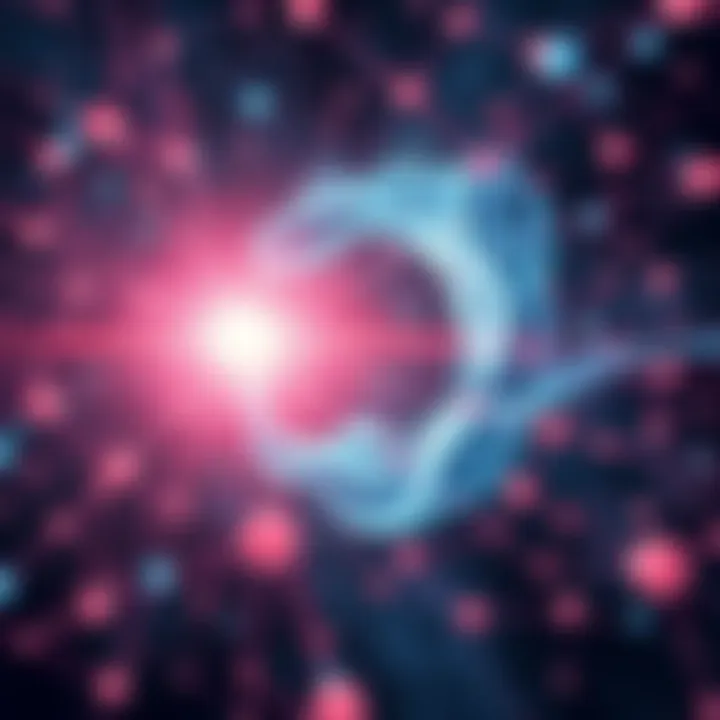 Illustration depicting the concept of superfluid vacuum theory with cosmic elements and neural network patterns.