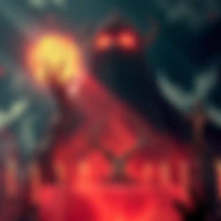 A shadowy figure representing Dantalion and Sallos in a mystical setting, surrounded by symbols of wishes and dreams, hinting at unrealized desires.