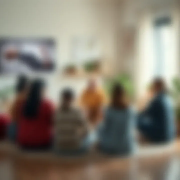 A group of people sitting in a circle, sharing their experiences of loss and supporting each other in a group therapy setting.
