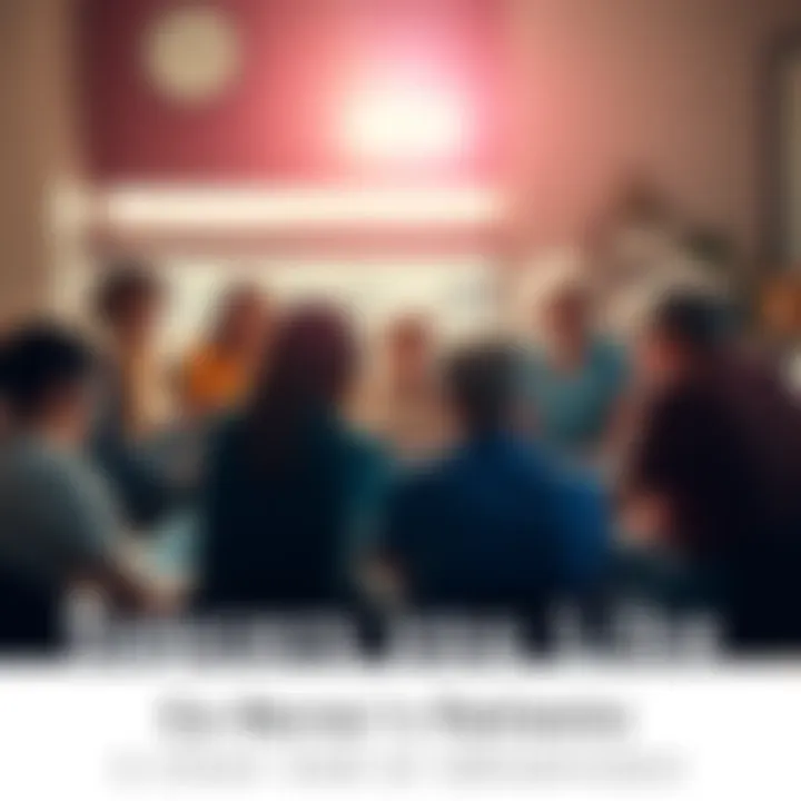 A group of people gathered in a support circle, sharing stories and offering encouragement to each other as they deal with cancer challenges.