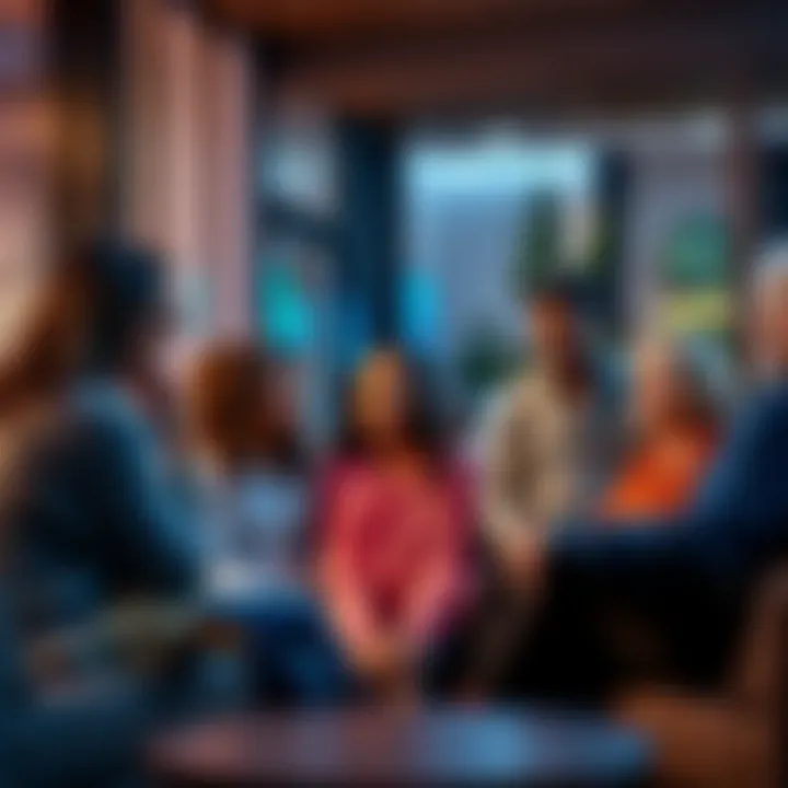 Support for Hair Thinning A group of diverse people sharing support and advice about hair thinning in a cozy setting
