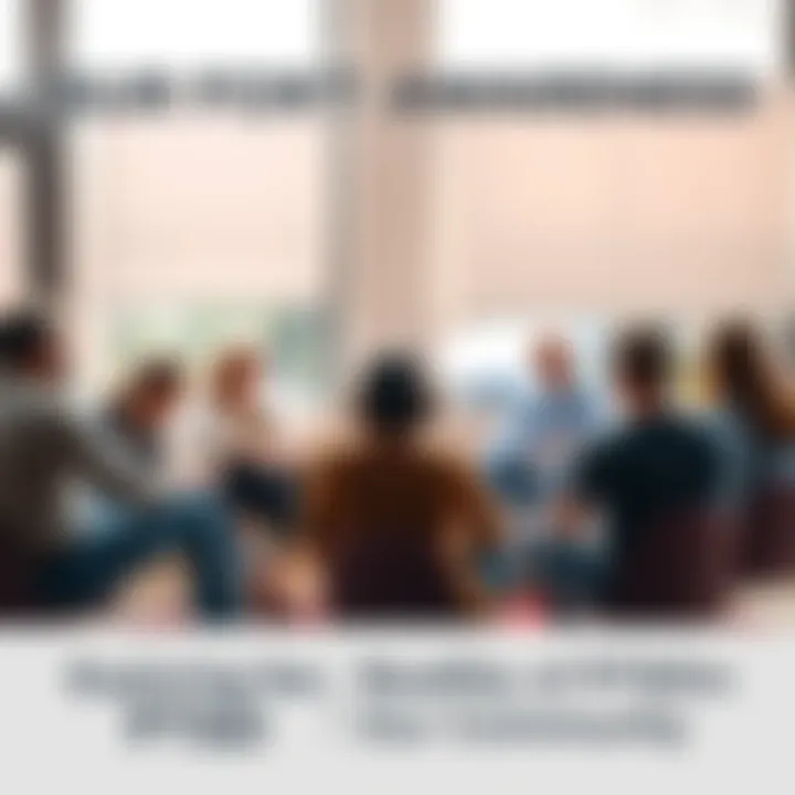 A group of people sitting in a circle sharing their experiences with PTSD support