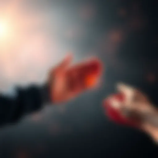 Two hands reaching out to each other symbolizing support and connection in times of need