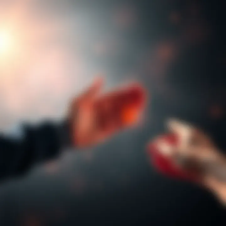 Two hands reaching out to each other symbolizing support and connection in times of need