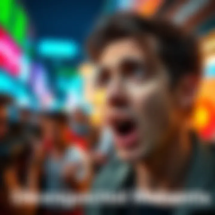 A person with a shocked expression looking at a surprising event happening in front of them, emphasizing unexpected moments in life.