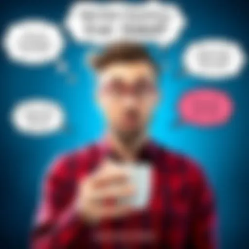 A person with a puzzled expression, holding a coffee cup, surrounded by thought bubbles with weird questions like 'Do penguins have knees?' and 'What would happen if cats ruled the world?'.