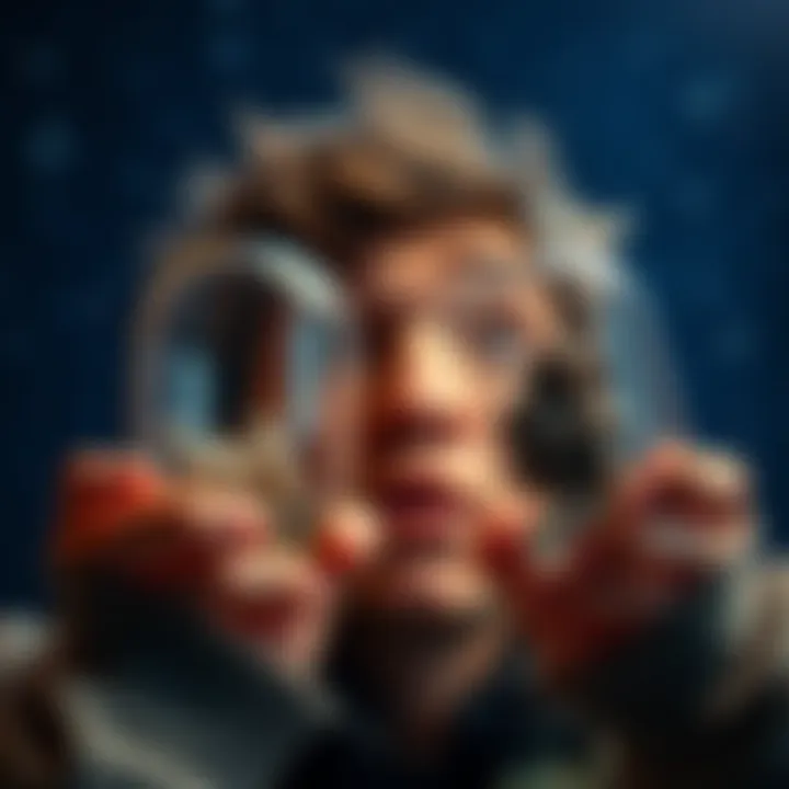 A person looking amazed at two similar objects next to each other, symbolizing unexpected coincidences, with a starry background.