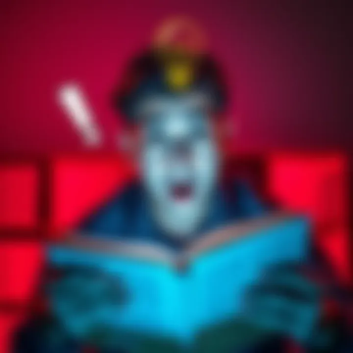 A curious person looking surprised while reading a book with a lightbulb symbol above their head, signifying a new idea